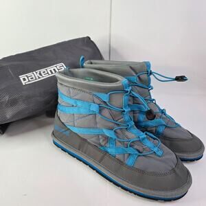 Pakems women's Size 9 Blue/Silver Extreme boot ski Ripstop packable winter boots